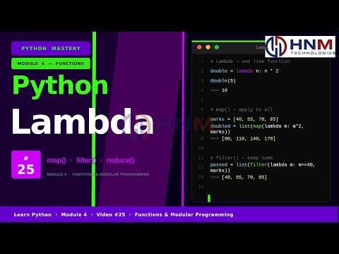 Lambda Functions in Python | Anonymous Functions Explained | HNM TECHNOLOGIES