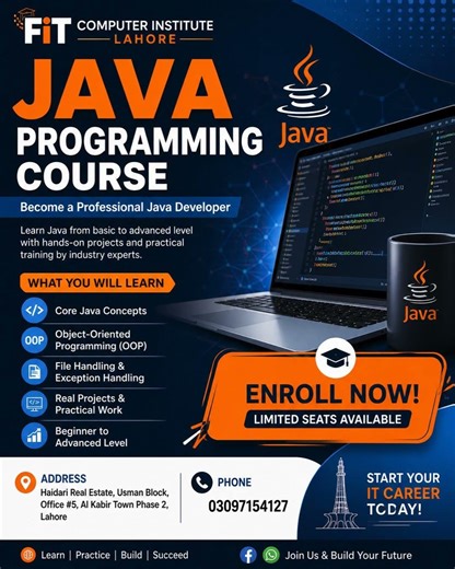 JAVA Programming Course In Lahore, Punjab Pakistan