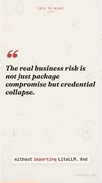 LiteLLM Backdoor: Why 1 PyPI Update Can Collapse Your AI Stack