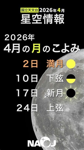 2026年4月の星空情報「月の暦」 #shorts #国立天文台
