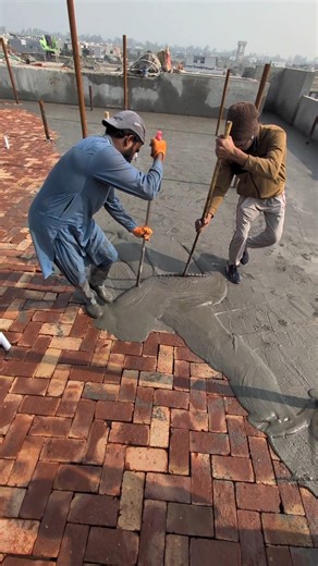 Roof Brick Laying with Cement Mortar | Simple Construction Work #satisfying #construction #tips