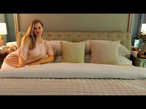 ASMR layering a luxurious guest bed