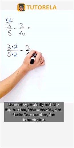 How to Subtract Fractions: 3/5 vs 3/10 Explained! #Math #OperationsWithFractions