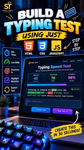⌨️ I Built a Typing Speed Test Using HTML, CSS & JavaScript! 🤯