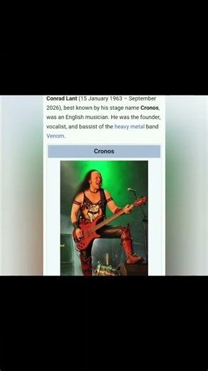 Conrad "Cronos" Lant 1963–2026 Venom Frontman Black Metal RIP Godfather of Black Metal