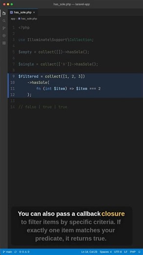 Laravel Collection hasSole Method