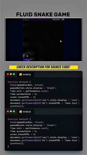 FLUID SNAKE GAME using HTML CSS Javascript #programming #coding