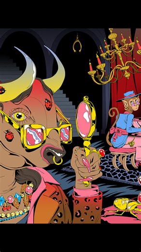 Raman Djafari 🌿 on Instagram: "„The Missing Dinner Guest“ is an augmented reality artwork, printed on canvas (1,20m x 3,50m). The animation can be viewed by scanning the artwork on location. Thank you to @muzeoparis for commissioning the piece and for the wonderful canvas printing and framing. The piece is now permanently exhibited at the SLS Barcelona. . #augmented_reality #slsbarcelona @slsbarcelona @slshotels #animated #illustration #artprint #illustrationartist #ramandjafari #muzeo"