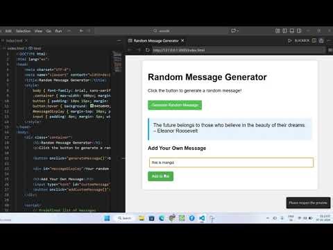 I'll build a simple web page that generates random messages, such as inspirational quotes, jokes
