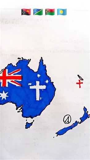 Draw Flag Map of papua new Guinea 🇵🇬, Solomon islands 🇸🇧, Vanuatu 🇻🇺 and Palau 🇵🇼