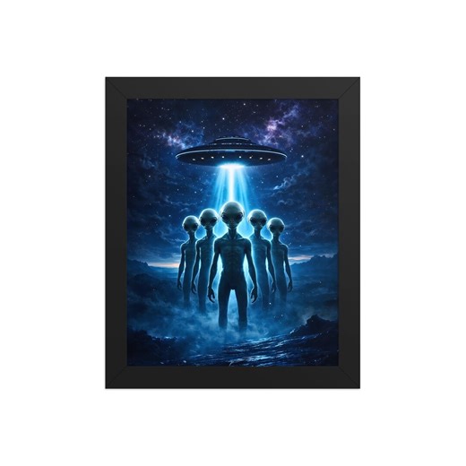 Alien Encounter Poster – Sci-fi Spaceship Wall Art, Black Frame - Etsy