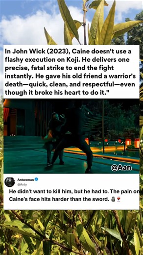 In John Wick (2023), Caine delivers one precise, fatal strike to end the fight instantly.