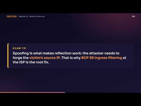 CEH v13 AI 10.1 | DoS and DDoS: Attacks, Botnets and Countermeasures