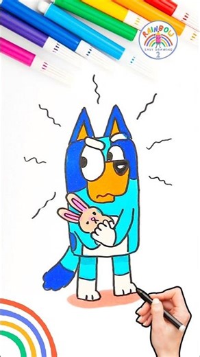 How to Draw Bluey | Draw Angry Bluey with Floppy Drawing Wow 🌈 🐶 #bluey #short #forkids #angry