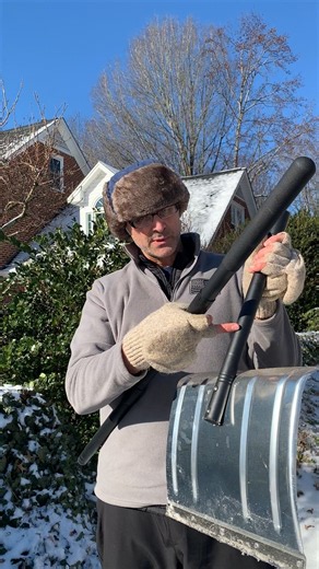 Demo of this aluminum snow shovel on icey snow - Snow Shovels for Driveway, 54/68 Inch Long Heavy Du