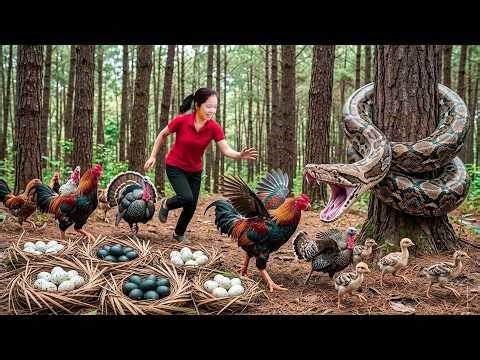 Full Video: 360 Days Rescuing Trapped Chickens and Ducks from the Ferocious Giant Python | Bushcraft