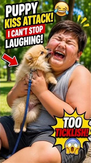Puppy's Kiss Attack! 😂🐶 Boy Can't Stop Laughing! #Shorts #memecore