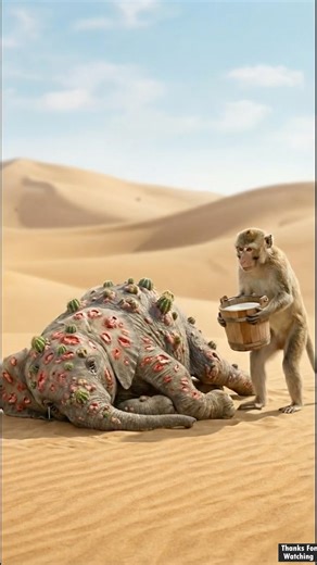 Emotional Elephnat Story In Desert 🌵| #cow #elephant #monkey #ai #desert #cactus #emotional