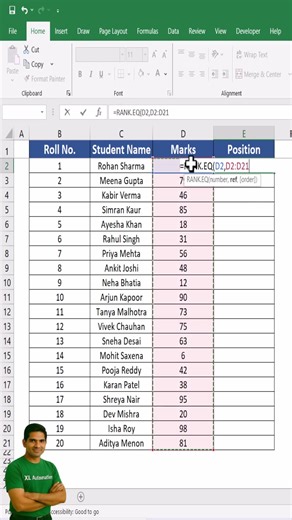 How to Get Position Number in Excel #excel #exceltutorial #excelforbeginners #exceltraining