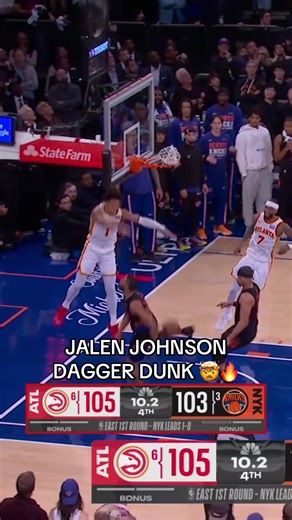 HAWKS WIN IT! 🔥 #nba #hawks #basketball #knicks #jalenjohnson | jalen johnson dunk