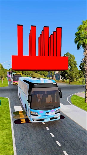 Buses vs Spike Bollards 😱 | BeamNG.drive #beamng #crashtests #gaming #shortvideo