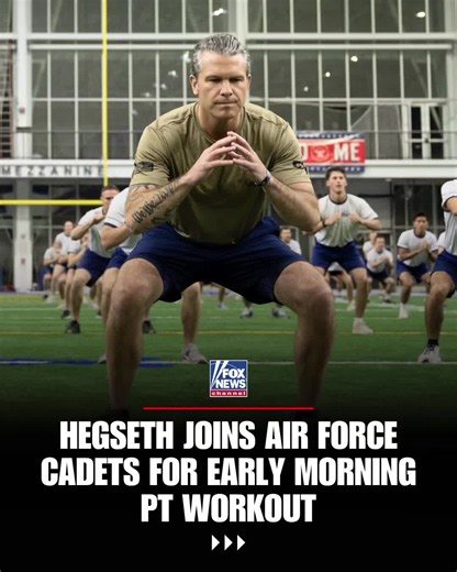 From early-morning PT straight to draining jumpers. Pete Hegseth hits the ground running with U.S. Air Force Academy cadets ahead of the Air Force-Navy football game, joining them for drills before heading to Clune Arena. “There is no better way to start a day than EARLY MORNING PT with America’s finest cadets,” Hegseth writes. He then takes to the court, knocking down 9 of 10 shots.