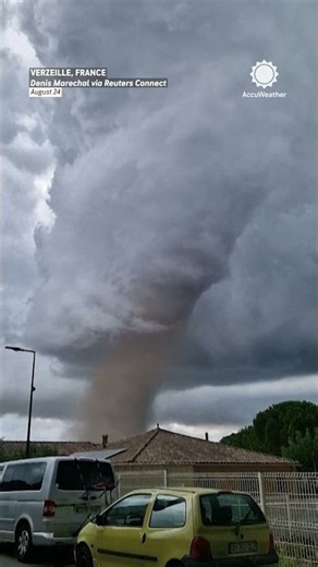 Rare tornado destruction in southern France