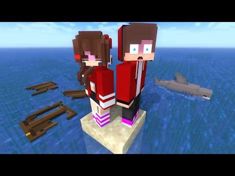 MAIZEN: JJ Sister & JJ Stranded 1 Block in the Middle of the Ocean - Minecraft Animation