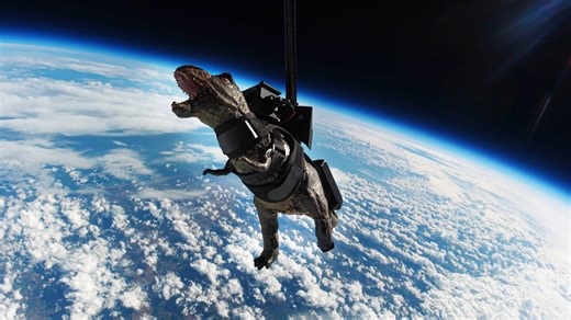 Watch what happens when a dinosaur is dropped from space