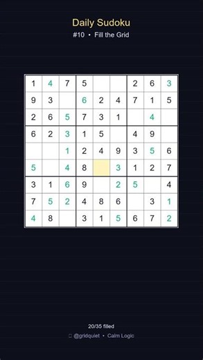 Daily Sudoku #10 — Can You Solve It? 🧩 #Shorts