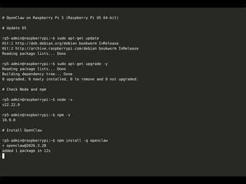 OpenClaw on Raspberry Pi 5 (Pi OS 64-bit): Install + Control UI + Telegram Bot