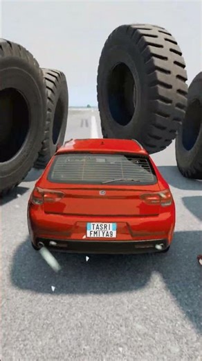 Big & Small Cars vs Large Tires BEAMNG.DRIVE #beamngdrive