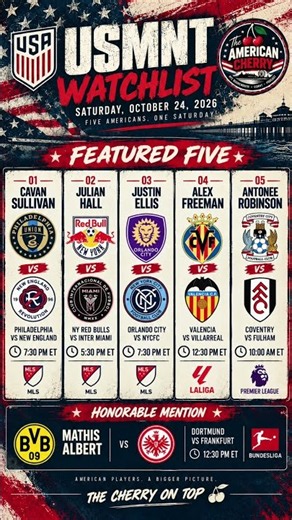 5 Americans to Watch Saturday 🇺🇸🍒 | USMNT Watchlist #shorts #yanksabroad #usmnt
