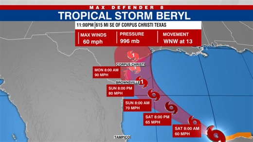 LIVE TRACKER: Beryl re-enters Gulf of Mexico