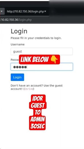 idor | guest to admin | 30sec. #tryhackme #hacker #exploit #bugbounty