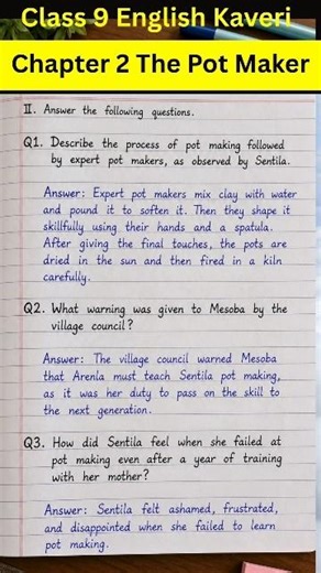 The Pot Maker Class 9 Question Answer | Class 9 English Kaveri Chapter 2 #class9english #class9