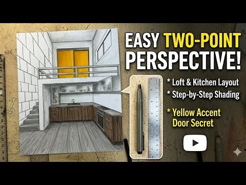 Easy Two-Point Perspective: Drawing a Kitchen Interior for Beginners
