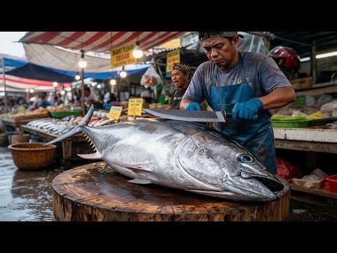 Tuna Fish Cutting Master Showing Incredible Knife Skills 🔥🔪