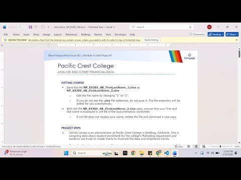 New Perspectives Excel 365 | Module 4: SAM Project B Pacific Crest College