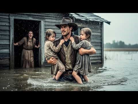 Trapped in a Flooded Cabin with Three Orphans — The Outcast Cowboy Rode Into Raging Waters to Save T