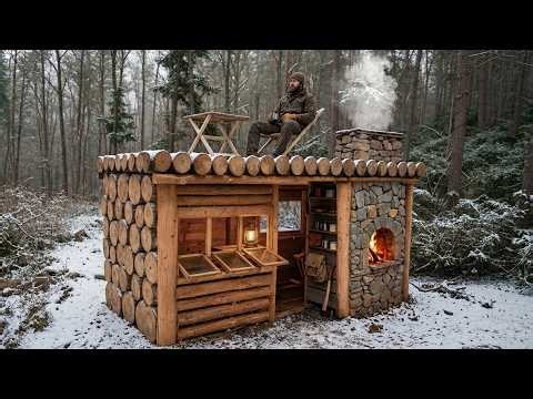 Man Spent 10 Days to Build a Warm Winter Shelter for Survival in the Wild Woods
