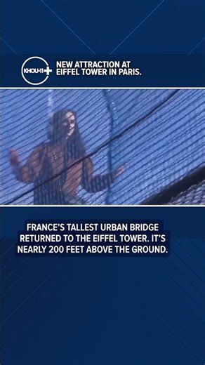 France's tallest urban bridge returned to the Eiffel Tower. It's nearly 200 feet above the ground.