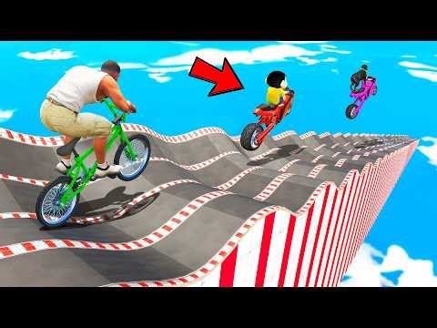 SHINCHAN AND FRANKLIN TRIED THE IMPOSSIBLE GIANT BUMPY ROAD PARKOUR CHALLENGE GTA 5