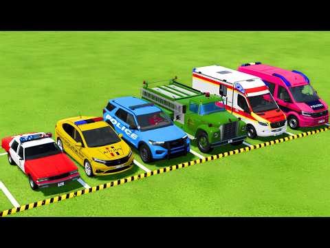 POLICE CARS, FIRE DEPARTMENT, AMBULANCE VEHICLES TRANSPORTING WITH MAN TRUCKS ! Farming Simulator 22