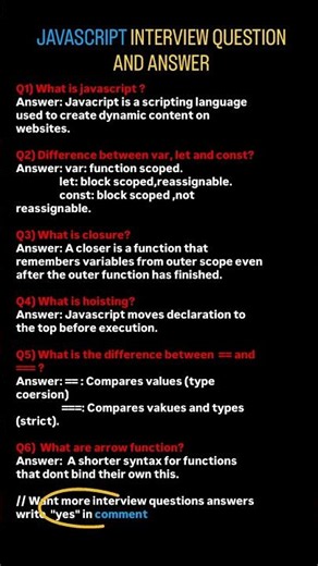 JavaScript Interview Questions & Answers | Top JS Interview Questions 2026 🚀