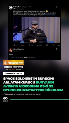 GG Esports Media - Doğukan Sarıdemir on Instagram: "💥 🇹🇷 PAZ'DAN 🇹🇷 SPACE SOLDIERS KURUCUSUNA: KOLPA! 🔥 @hellcaseofficial 🔸Bio’daki "HellCase" linkine giderek "GGESPORTS" koduyla yüklemelerinizde promosyon kazanabilirsiniz! #esports #espor #counterstrike #cs #türkiye"