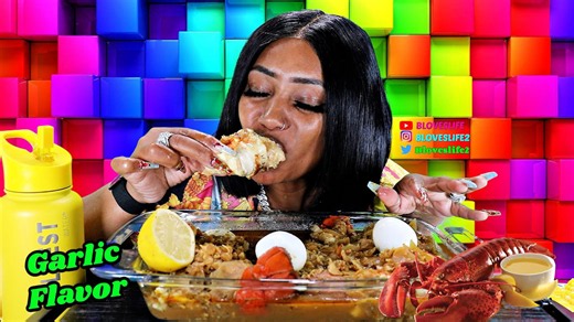 King crab knuckles and lobster tails seafood boil mukbang