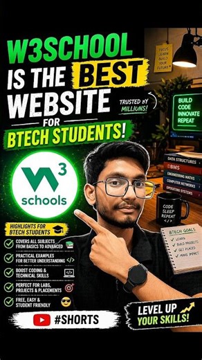 99% BTech Students Don’t Know This Website…. #w3schools #learning #btech #placement #jobs #skills