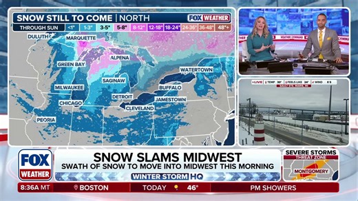 Swath of snow moving into the Midwest this weekend