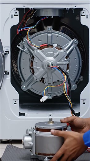 Front Load Washing Machine Motor Change VishwasCoolingLab #shorts#youtubeshorts